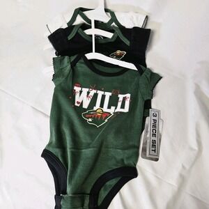 NHL Minnesota Wild Girls Baby Short Sleeve One Piece‎ Size 0/3 Months Bundle